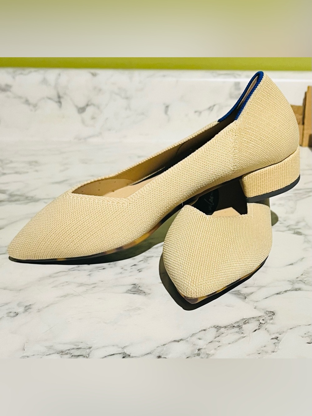 Rothy’s Women's Cream Beige Pointed Low Block Heel size 7.5